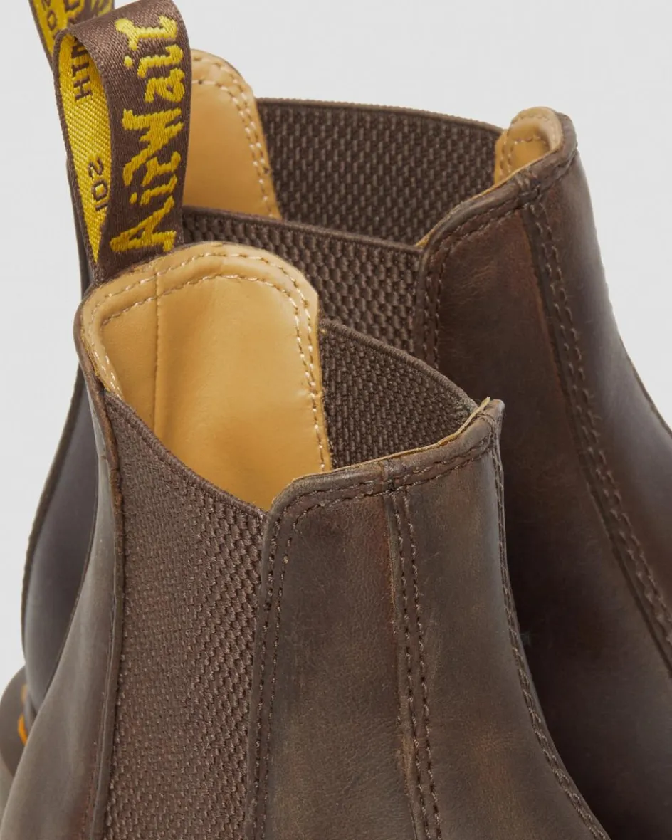 Dr. Martens Originals|Boots*2976 Yellow Stitch Crazy Horse Leather Chelsea Boots in Dark Brown Dark Brown — Crazy Horse