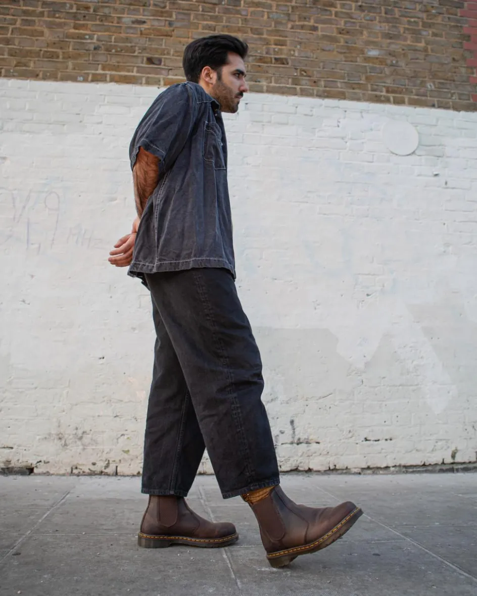 Dr. Martens Originals|Boots*2976 Yellow Stitch Crazy Horse Leather Chelsea Boots in Dark Brown Dark Brown — Crazy Horse