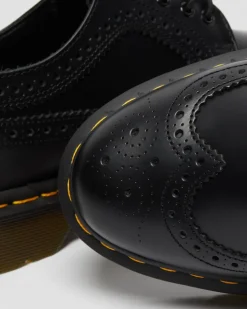 Dr. Martens Originals|Shoes*3989 Yellow Stitch Smooth Leather Brogue Shoes in Black Black — Smooth Leather