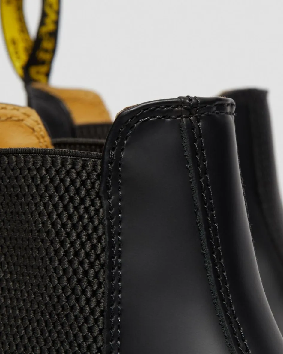Dr. Martens Originals|Boots*2976 Yellow Stitch Smooth Leather Chelsea Boots in Black Black — Smooth Leather
