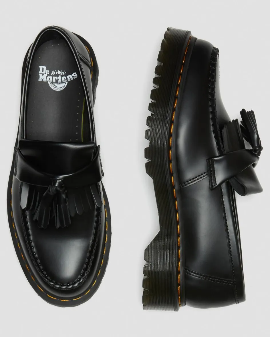 Dr. Martens Originals|Stand Tall: Platform Shoes*Adrian Bex Smooth Leather Tassel Loafers in Black Black — Smooth Leather