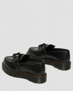 Dr. Martens Originals|Stand Tall: Platform Shoes*Adrian Bex Smooth Leather Tassel Loafers in Black Black — Smooth Leather