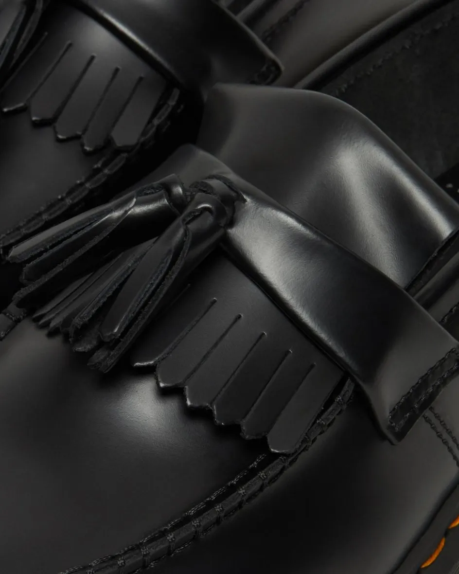 Dr. Martens Originals|Stand Tall: Platform Shoes*Adrian Bex Smooth Leather Tassel Loafers in Black Black — Smooth Leather