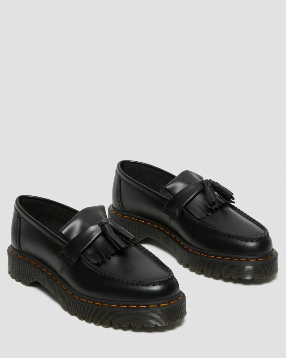 Dr. Martens Originals|Stand Tall: Platform Shoes*Adrian Bex Smooth Leather Tassel Loafers in Black Black — Smooth Leather