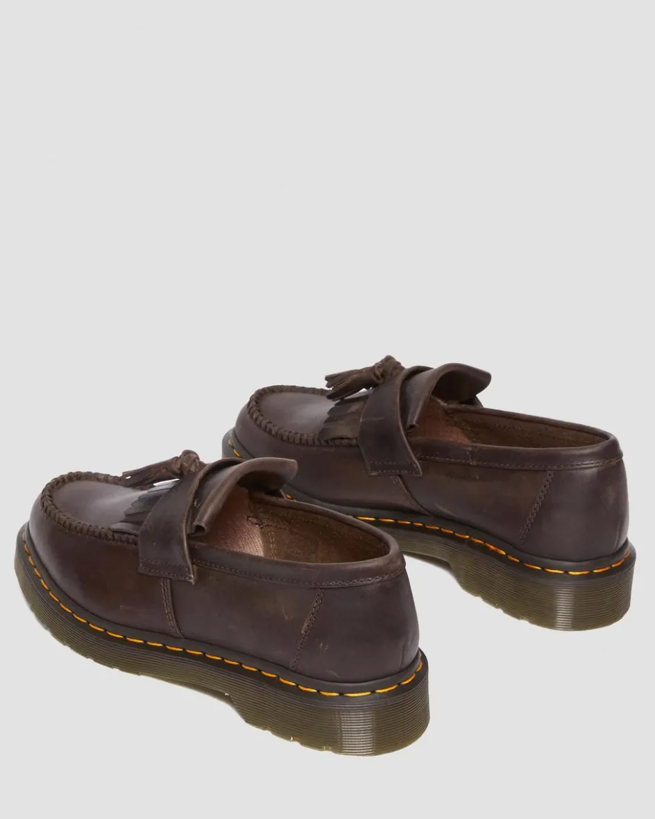 Dr. Martens Originals|Shoes*Adrian Crazy Horse Leather Tassel Loafers in Dark Brown Dark Brown — Crazy Horse