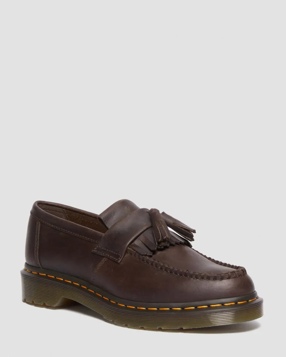 Dr. Martens Originals|Shoes*Adrian Crazy Horse Leather Tassel Loafers in Dark Brown Dark Brown — Crazy Horse
