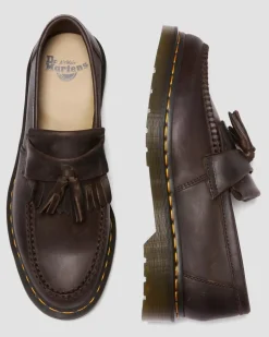 Dr. Martens Originals|Shoes*Adrian Crazy Horse Leather Tassel Loafers in Dark Brown Dark Brown — Crazy Horse