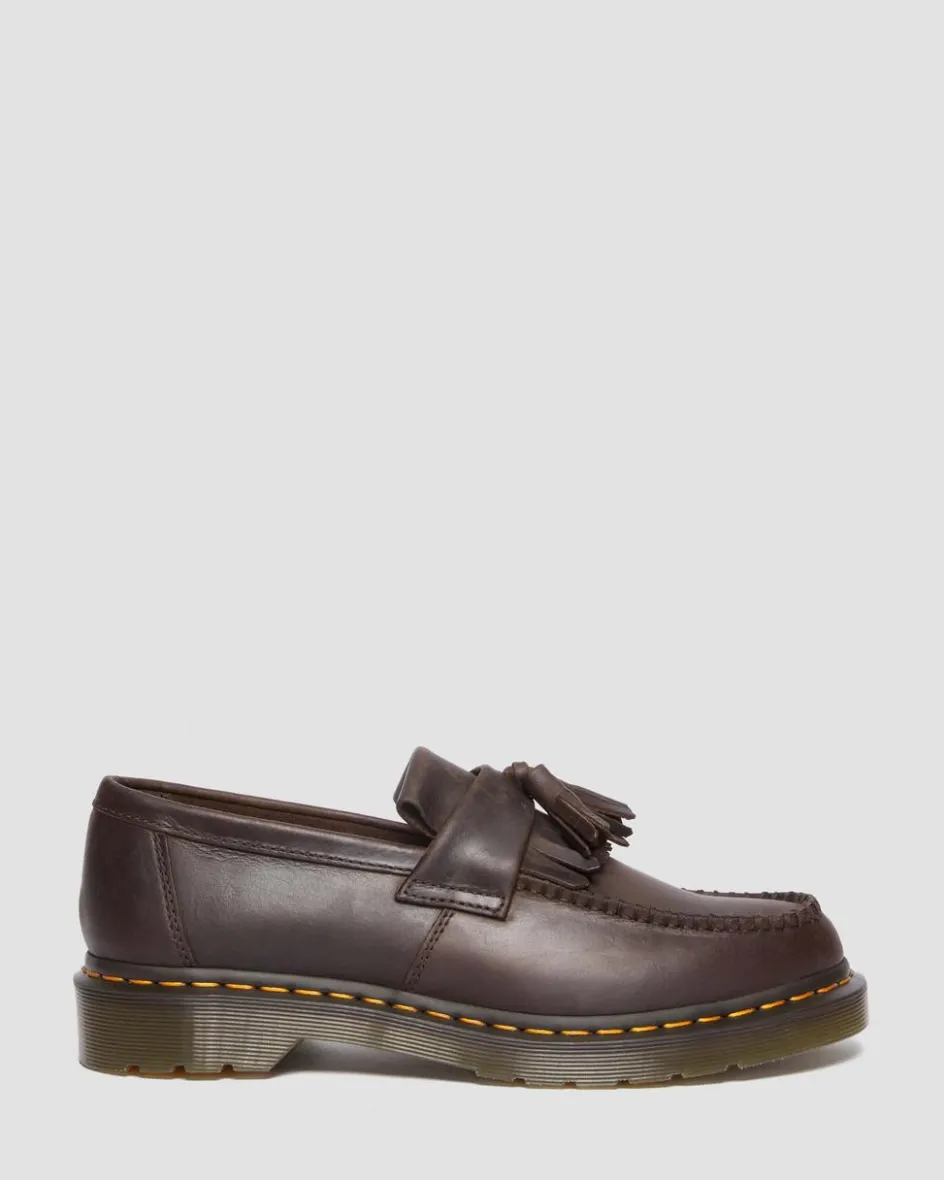 Dr. Martens Originals|Shoes*Adrian Crazy Horse Leather Tassel Loafers in Dark Brown Dark Brown — Crazy Horse