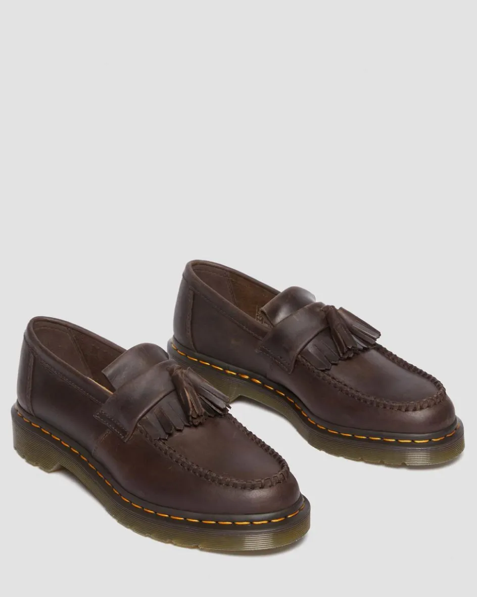Dr. Martens Originals|Shoes*Adrian Crazy Horse Leather Tassel Loafers in Dark Brown Dark Brown — Crazy Horse