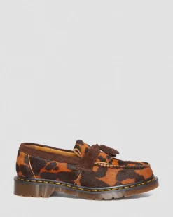 Dr. Martens Last Chance Styles|Last Chance Styles*Adrian Made in England Hair On Tassel Loafers in Ocelot Ocelot+Dark Brown — Hair On