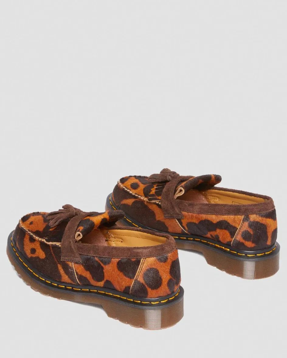 Dr. Martens Last Chance Styles|Last Chance Styles*Adrian Made in England Hair On Tassel Loafers in Ocelot Ocelot+Dark Brown — Hair On