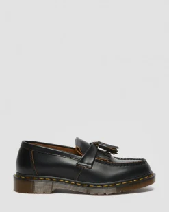 Dr. Martens Originals|Shoes*Adrian Made in England Quilon Leather Tassel Loafers in Black Black — Quilon