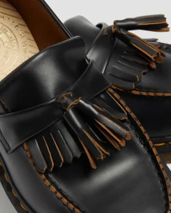 Dr. Martens Originals|Shoes*Adrian Made in England Quilon Leather Tassel Loafers in Black Black — Quilon