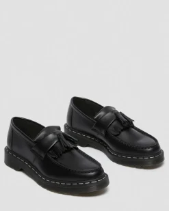 Dr. Martens Originals|Shoes*Adrian White Stitch Smooth Leather Loafers in Black Black — Smooth Leather