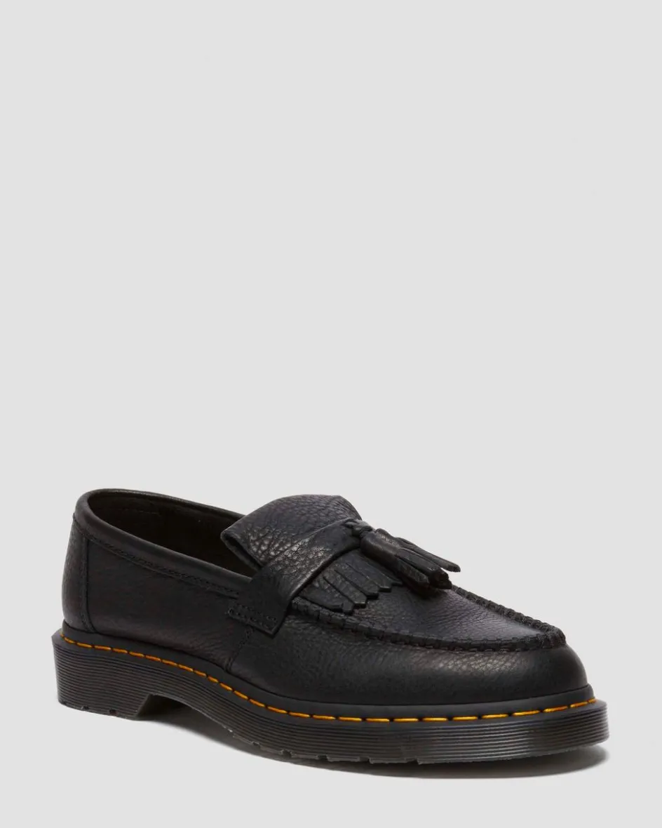 Dr. Martens Shoes|New And Featured*Adrian Yellow Stitch Ambassador Leather Loafers in Black Black — Ambassador