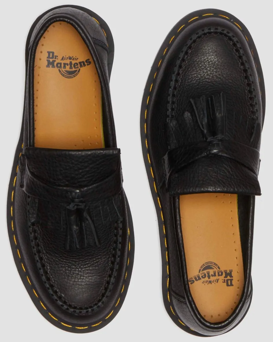 Dr. Martens Shoes|New And Featured*Adrian Yellow Stitch Ambassador Leather Loafers in Black Black — Ambassador