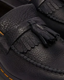 Dr. Martens Shoes|New And Featured*Adrian Yellow Stitch Ambassador Leather Loafers in Black Black — Ambassador