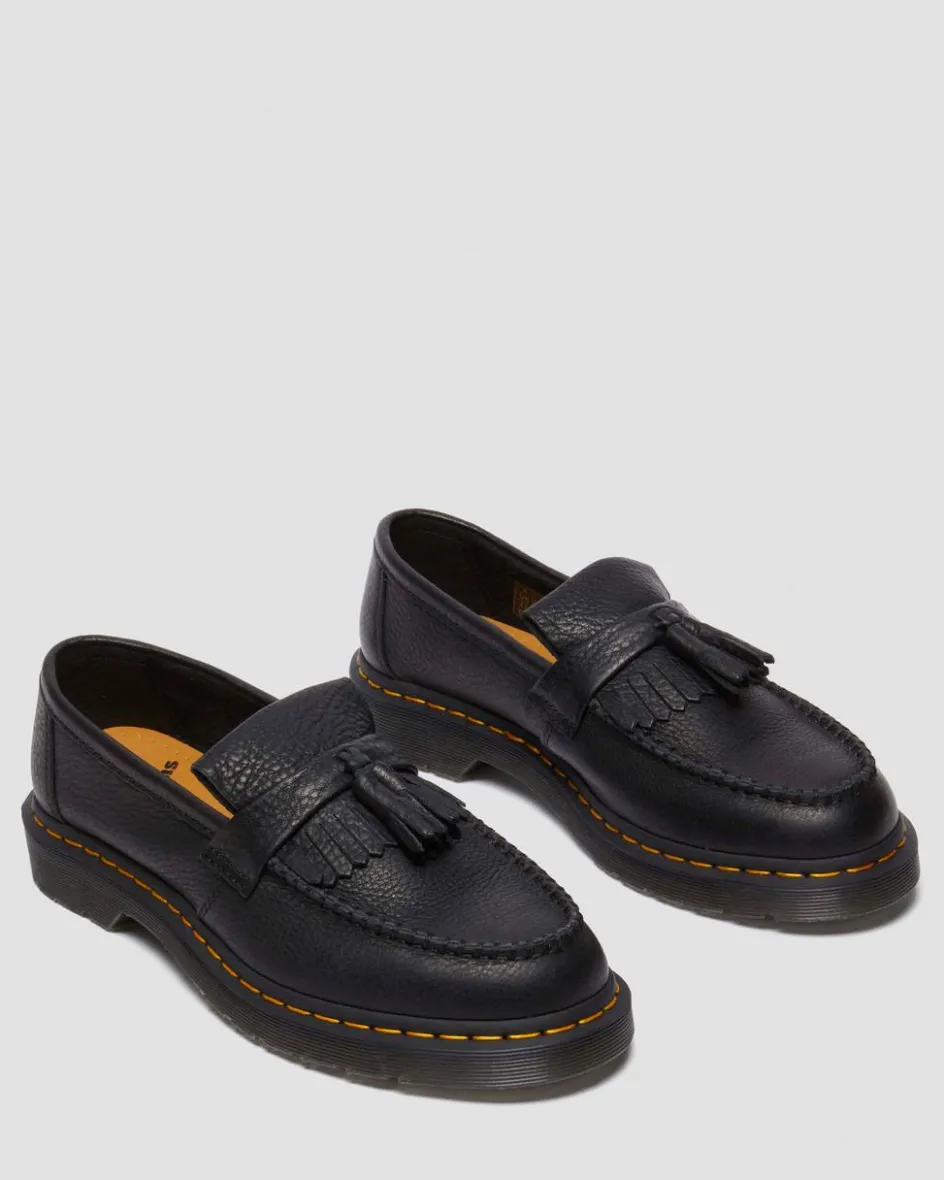Dr. Martens Shoes|New And Featured*Adrian Yellow Stitch Ambassador Leather Loafers in Black Black — Ambassador