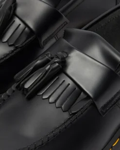 Dr. Martens Originals|Shoes*Adrian Yellow Stitch Leather Tassel Loafers in Black Black — Smooth Leather