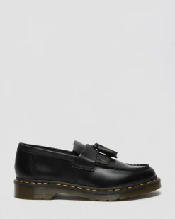Dr. Martens Originals|Shoes*Adrian Yellow Stitch Leather Tassel Loafers in Black Black — Smooth Leather