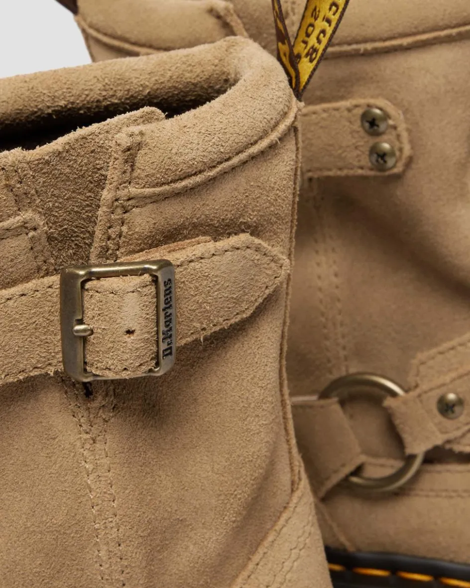Dr. Martens Last Chance Styles|Last Chance Styles*Anistone Harness Suede Biker Boots in Savannah Tan Savannah Tan — Bronx Suede
