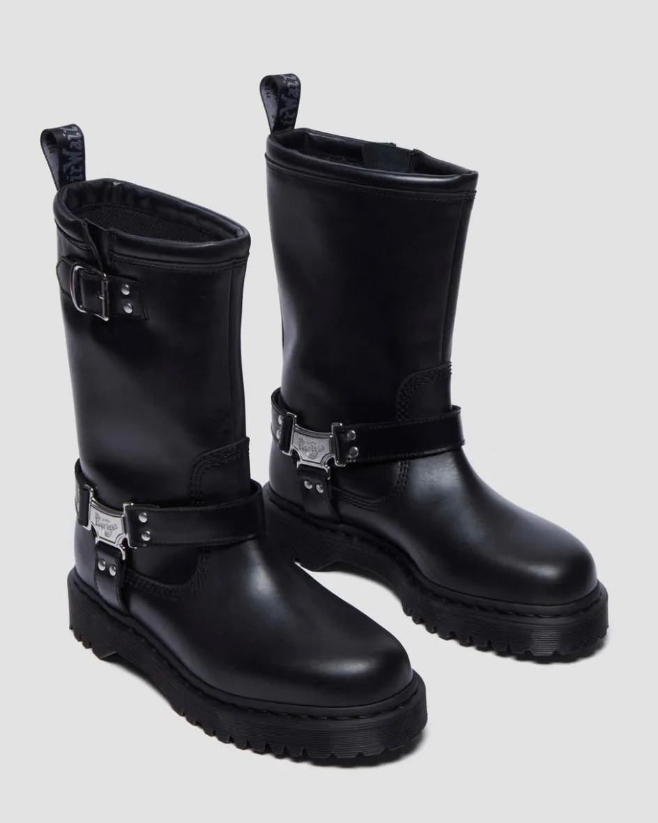 Dr. Martens Tall And Knee High Boots|New And Featured*Anistone Hi Leather Biker Boots in Black Black — Wanama