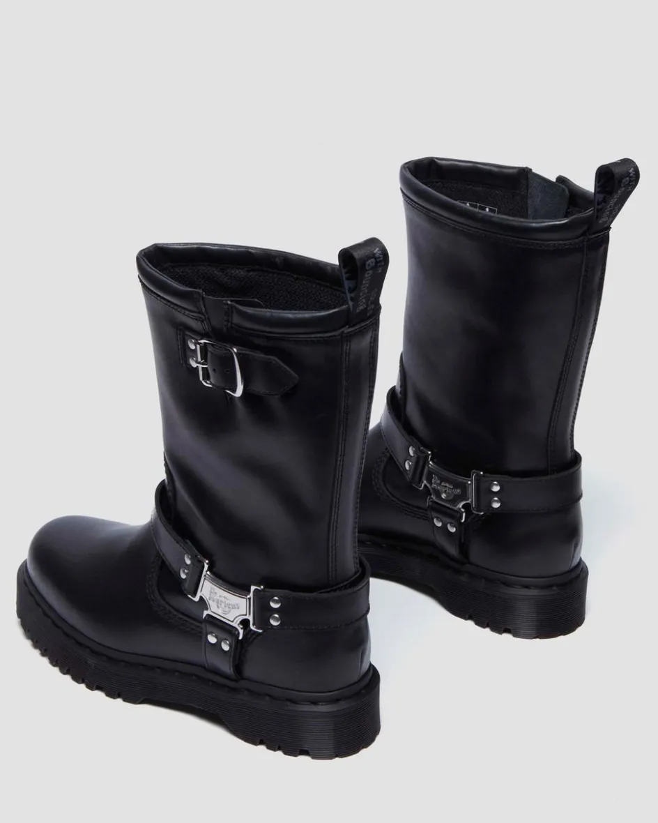 Dr. Martens Tall And Knee High Boots|New And Featured*Anistone Hi Leather Biker Boots in Black Black — Wanama