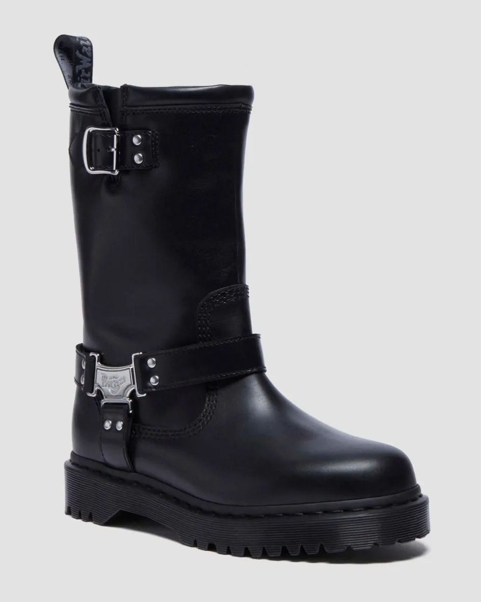 Dr. Martens Tall And Knee High Boots|New And Featured*Anistone Hi Leather Biker Boots in Black Black — Wanama