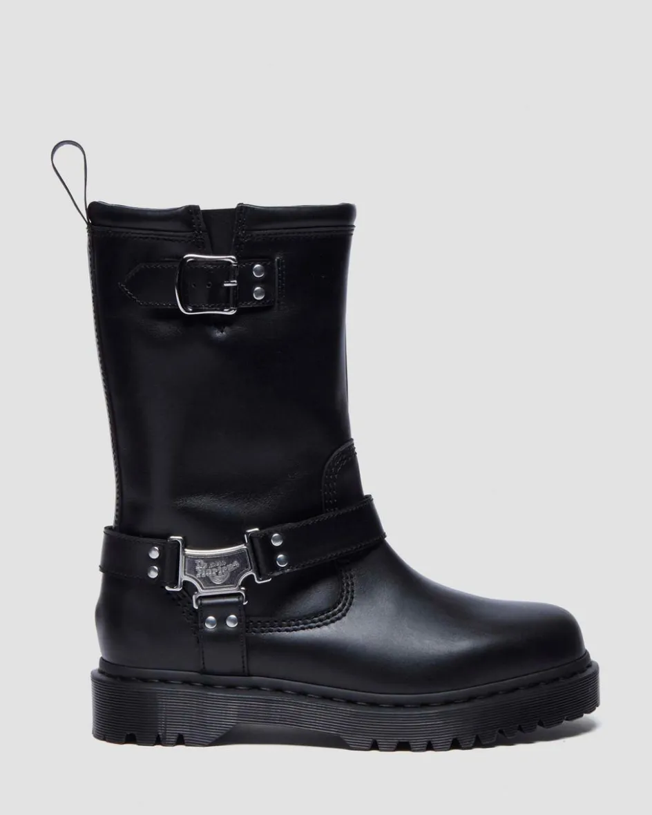 Dr. Martens Tall And Knee High Boots|New And Featured*Anistone Hi Leather Biker Boots in Black Black — Wanama