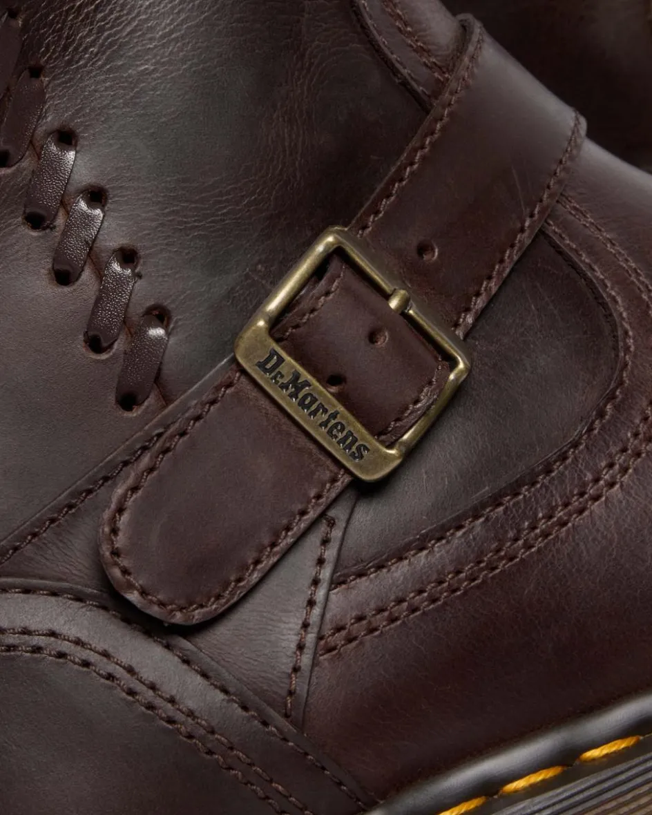 Dr. Martens Last Chance Styles|Last Chance Styles*Anistone Knee High Crazy Horse Leather Biker Boots in Dark Brown Dark Brown — Crazy Horse