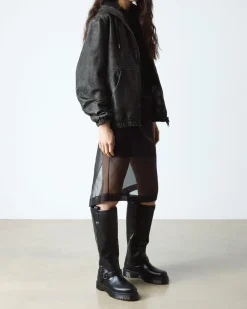 Dr. Martens Last Chance Styles|Last Chance Styles*Anistone Knee High Orleans Leather Biker Boots in Black Black — Orleans