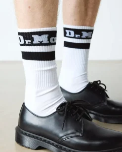 Dr. Martens Accessories|Accessories*Athletic Logo Organic Cotton Blend Socks in White White+Black — Cotton Blend