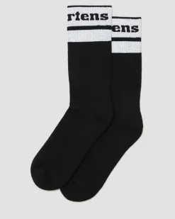 Dr. Martens Accessories|Accessories*Athletic Logo Organic Cotton Blend Socks in Black Black+White — Cotton Blend