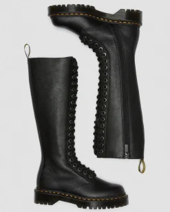 Dr. Martens Platform Boots|New And Featured*1B60 Bex Pisa Leather Knee High Boots in Black Black — Pisa