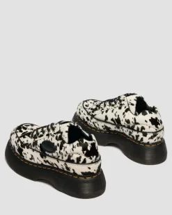 Dr. Martens Shoes|Platform Shoes*Buzz 5-Eye Dalmatian Hair On Leather Shoes in Cream & Black Cream & Black — Dalmatian Print Hair On
