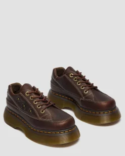 Dr. Martens Shoes|Platform Shoes*Buzz 5-Eye Flower Grizzly Leather Shoes in Dark Brown Dark Brown — Grizzly