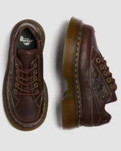 Dr. Martens Shoes|Platform Shoes*Buzz 5-Eye Flower Grizzly Leather Shoes in Dark Brown Dark Brown — Grizzly