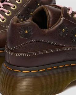Dr. Martens Shoes|Platform Shoes*Buzz 5-Eye Flower Grizzly Leather Shoes in Dark Brown Dark Brown — Grizzly