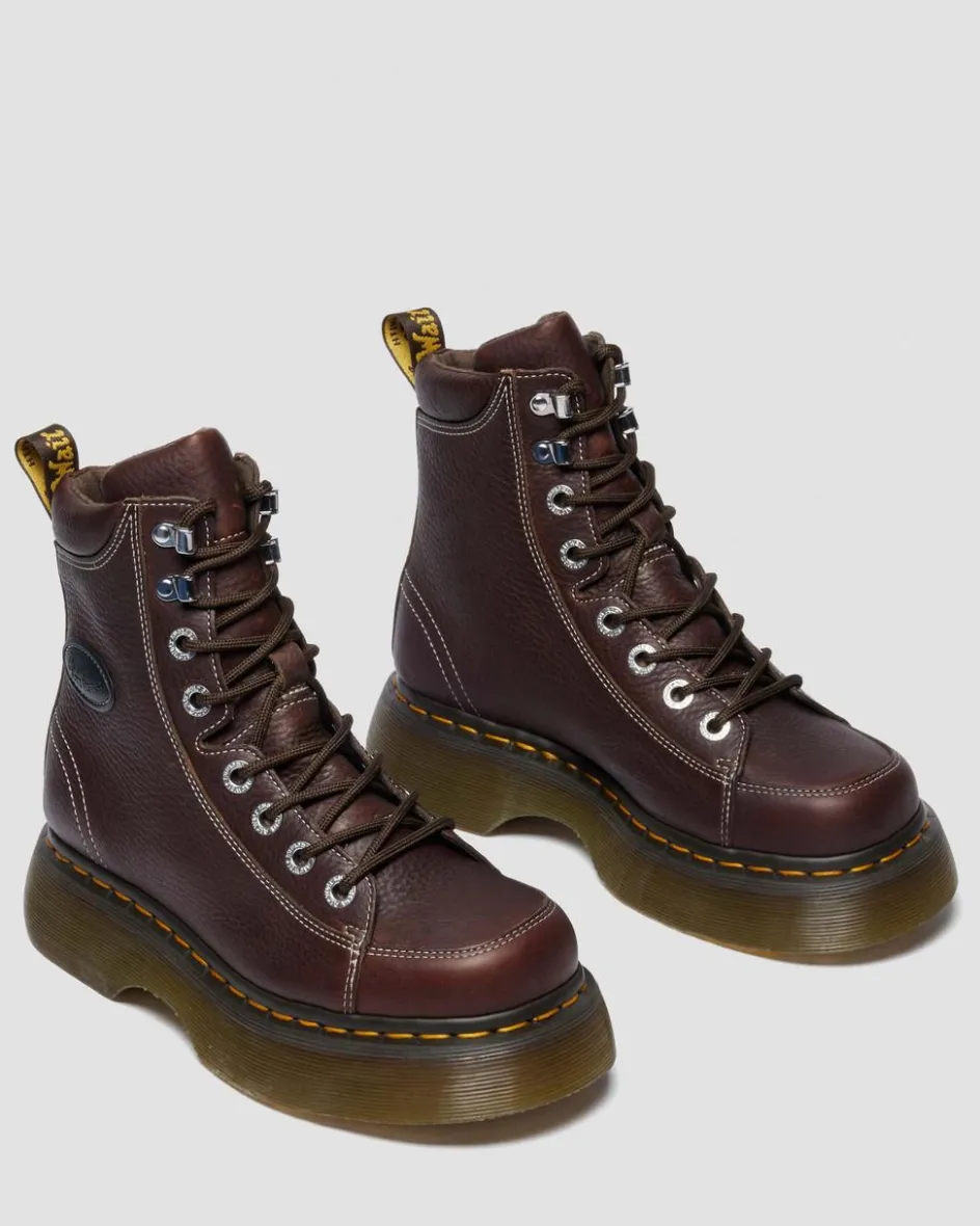 Dr. Martens Buzz: 90S-Inspired Chunky Soles|Brown & Tan Boots And Shoes*Buzz 8-Eye in Dark Brown Dark Brown — Grizzly