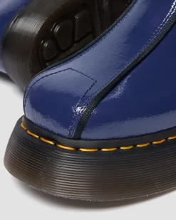 Dr. Martens Last Chance Styles*Buzz Hi Distressed Patent Boots in Midnight Blue MIDNIGHT BLUE — Distressed Patent