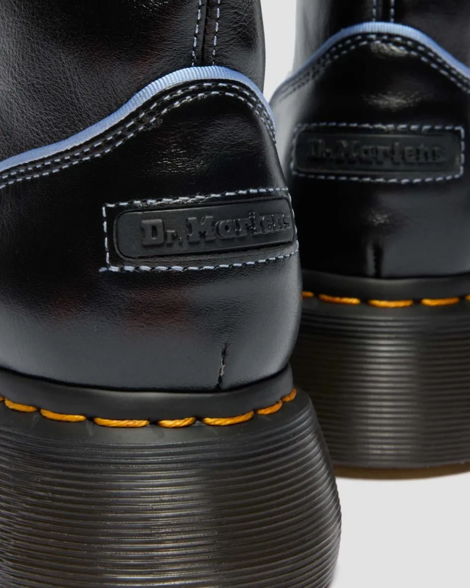 Dr. Martens Platform Boots|Buzz: 90S-Inspired Chunky Soles*Buzz Hi Gloss Leather Boots in Black BLACK — Milled Gloss