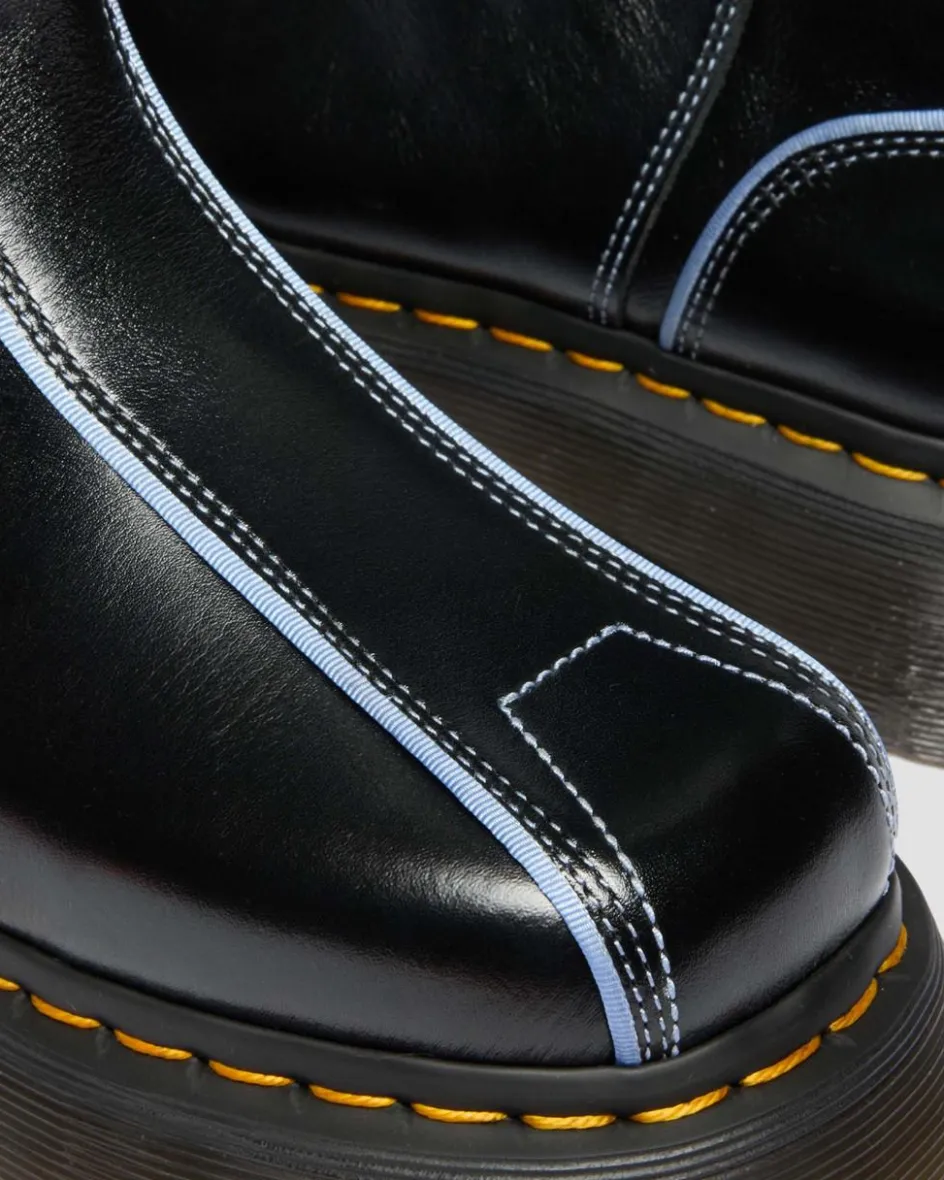 Dr. Martens Platform Boots|Buzz: 90S-Inspired Chunky Soles*Buzz Hi Gloss Leather Boots in Black BLACK — Milled Gloss