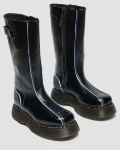 Dr. Martens Platform Boots|Buzz: 90S-Inspired Chunky Soles*Buzz Hi Gloss Leather Boots in Black BLACK — Milled Gloss