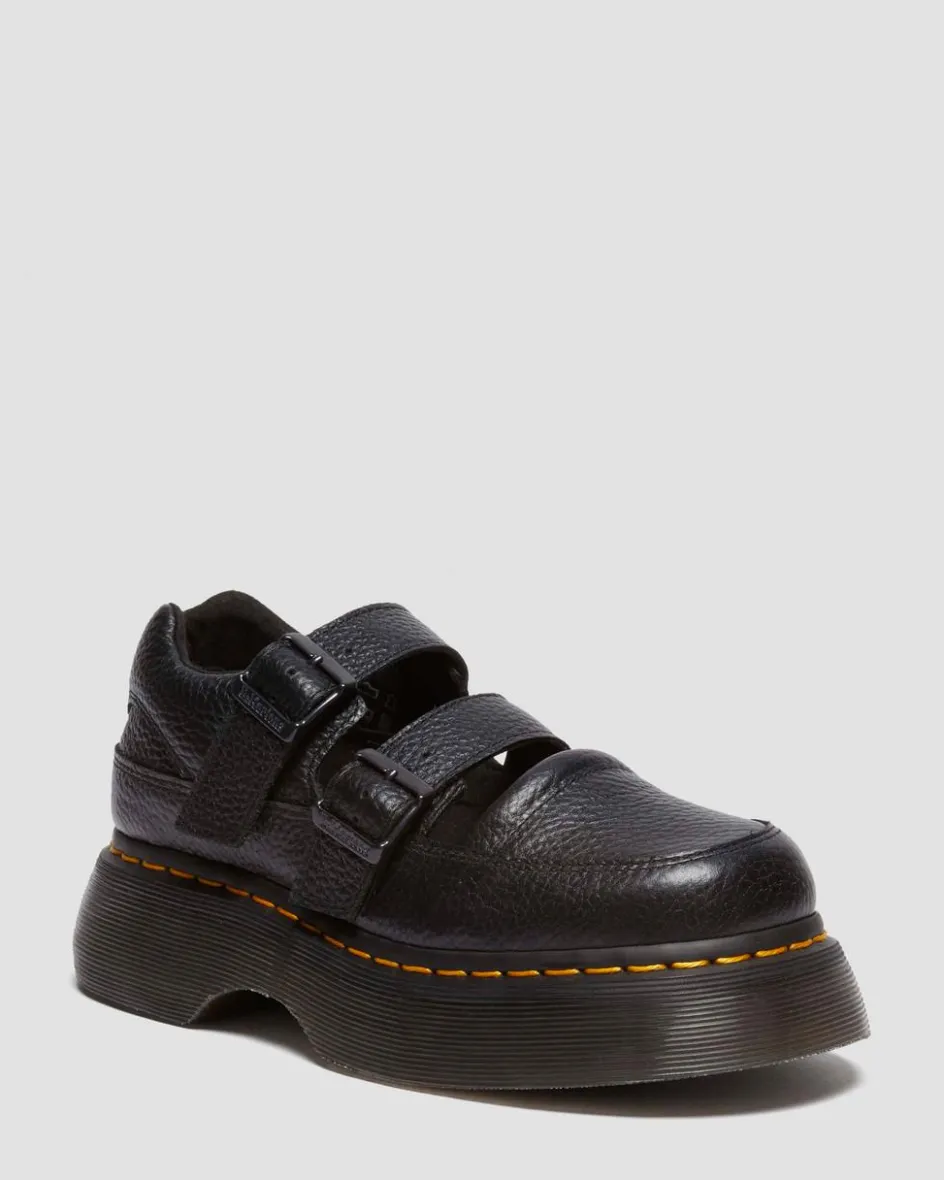 Dr. Martens Last Chance Styles*Buzz milled nappa leather Mary Jane shoes in Black Milled Nappa BLACK MILLED NAPPA — Milled Nappa