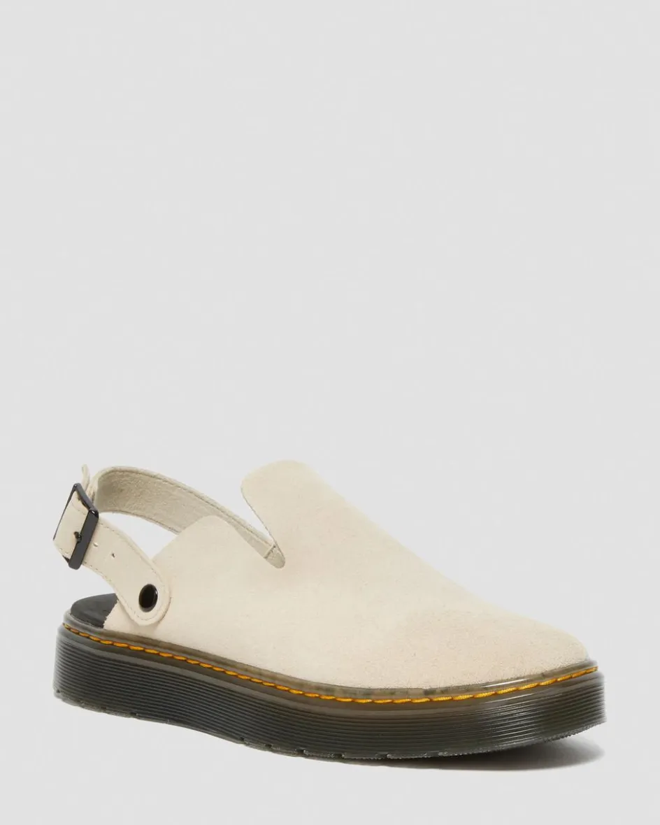 Dr. Martens Last Chance Styles|Last Chance Styles*Carlson Suede Casual Slingback Mules in Sand Sand — E.H.Suede