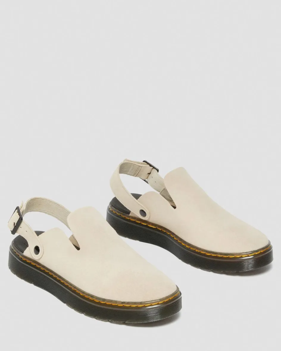 Dr. Martens Last Chance Styles|Last Chance Styles*Carlson Suede Casual Slingback Mules in Sand Sand — E.H.Suede