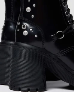 Dr. Martens Ankle Boots|Boots*CHESNEY STUDDED BUTTERO LEATHER FLARE HEEL BOOTS in Black Buttero BLACK BUTTERO — Buttero