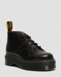 Dr. Martens Last Chance Styles*Church Platform Monkey Boots in Black Black — Vintage Smooth
