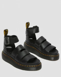 Dr. Martens Mother'S Day Gifts|Spring Sandals*Clarissa II Women's Leather Platform Sandals in Black Milled Nappa BLACK MILLED NAPPA — Milled Nappa