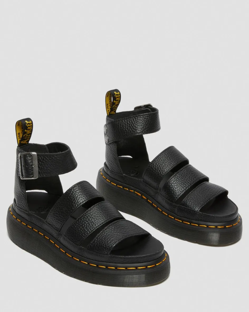 Dr. Martens Mother'S Day Gifts|Spring Sandals*Clarissa II Women's Leather Platform Sandals in Black Milled Nappa BLACK MILLED NAPPA — Milled Nappa